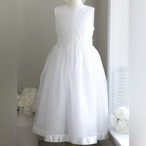 Strasburg Childrens RARE HTF White Organza Formal Dress hand embroidered size 10